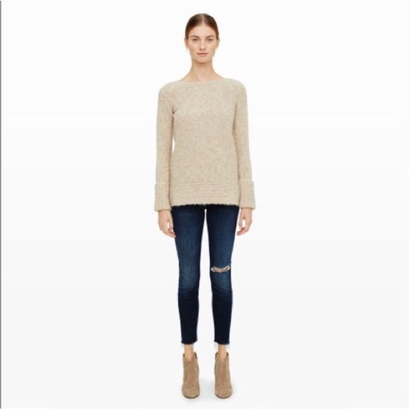 Club Monaco tan soft knit chunky sweater alpaca wool size SM - Picture 6 of 7